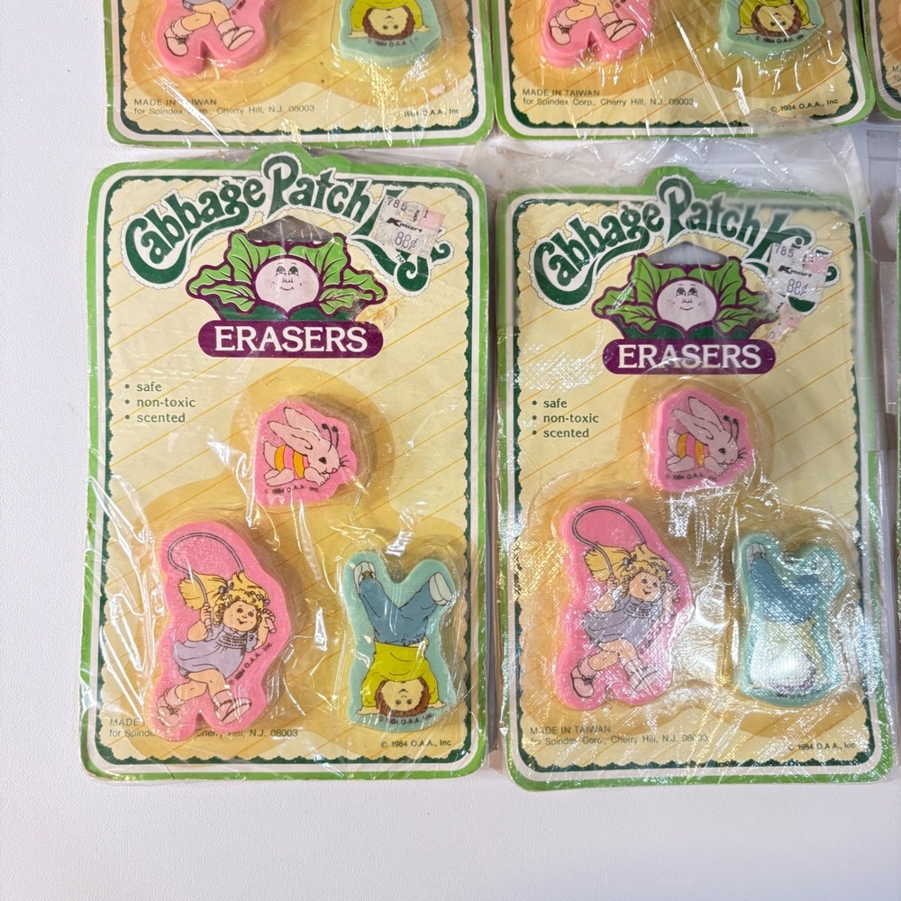 Vintage 1984 Cabbage Patch Kids Erasers 3 Pack Scented Spindex New Sealed 80s - Picture 7 of 9
